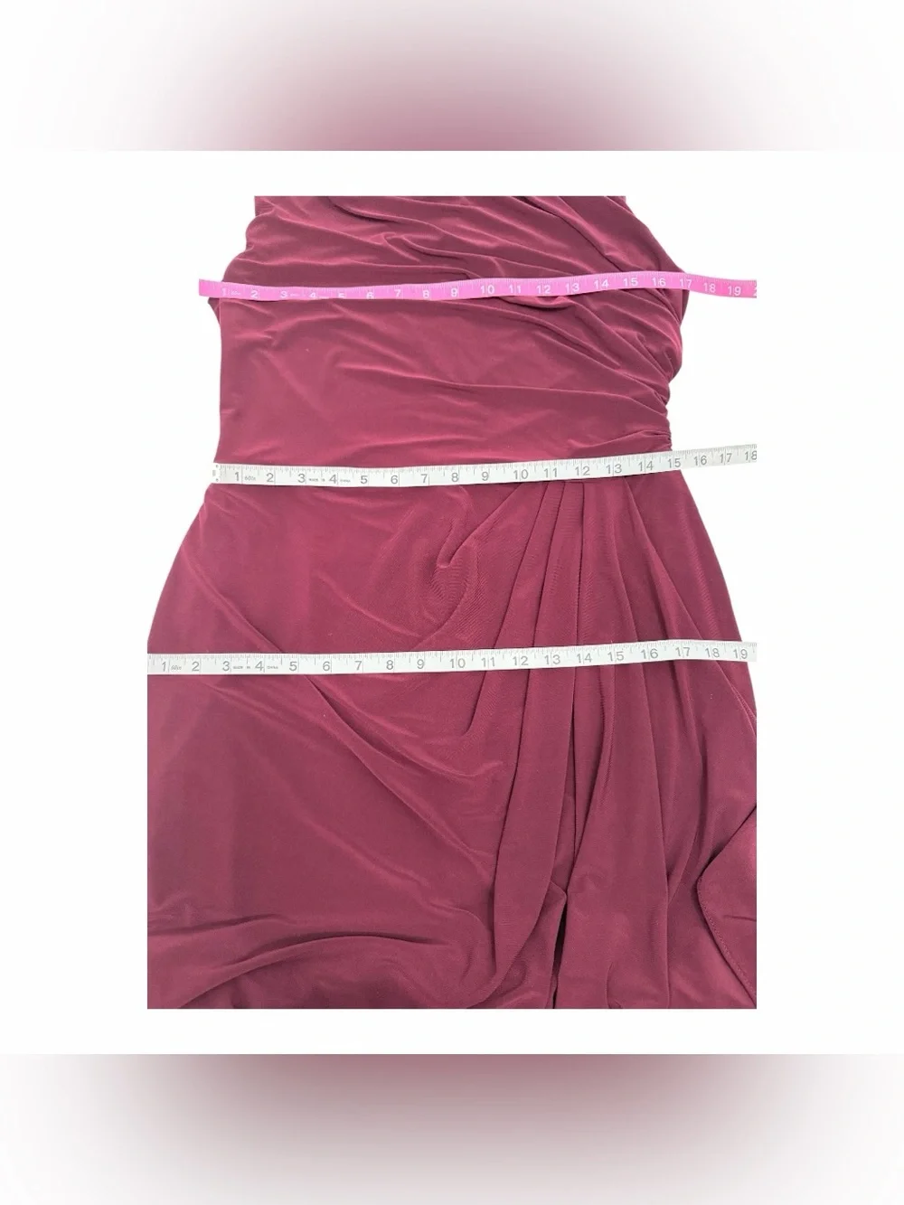 Betsy Adam Burgundy Ruched Sleeveless Gown Formal Evening Dress USA Size 12